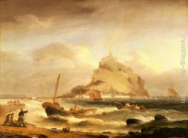 Thomas Luny Fishermen rowing in, before St. Michael's Mount